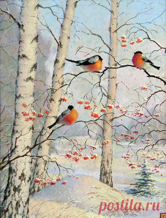 Схема вышивки «снегири» - Вышивка крестом