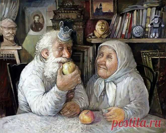 Деревенские старички на картинах Леонида Баранова
