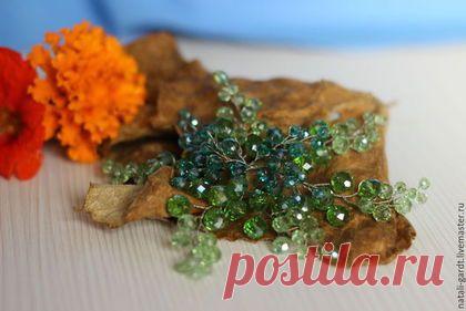 Купить Украшение в прическу "Изумрудный лепесток" Заколка в волосы - зеленый, украшение в прическу, украшение в волосы