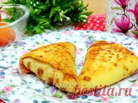 Треугольные блинчики с фаршем — рецепт с фото Такие блинчики имеют треугольную форму. Отличаются от обычных блинов начинкой. В них используем сырой фарш. И форма их треугольная.