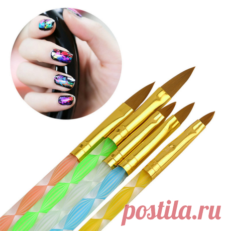 5 шт./компл. ногтей комплект инструментов акриловые уф гель уф строитель картина кисти ручки кутикулы толкатель инструмент красочные купить на AliExpress 100 руб