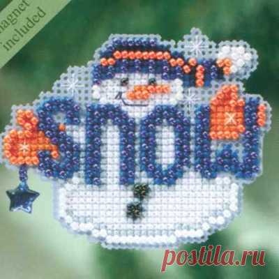 Snow Buddy Bead Christmas Ornament Kit Mill Hill 2010 Winter Holiday Snow Buddy - Winter Holiday Collection 2010 - Mill Hill Counted Glass Bead Christmas Ornament Kit with Treasure MH180304. A charming Snow Buddy snowman! Kit makes one counted glass bead cross stitch Snow Buddy Christmas ornament with Mill Hill Treasure. Includes magnet to attach to metal frames, refrigerators, and similar items. Finished Size: 2.75 x 2.25 inches (6.4 x 5.7 cm)  Stitching Size: 38 wide x 32 high.