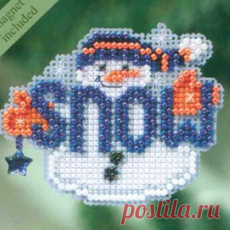 Snow Buddy Bead Christmas Ornament Kit Mill Hill 2010 Winter Holiday Snow Buddy - Winter Holiday Collection 2010 - Mill Hill Counted Glass Bead Christmas Ornament Kit with Treasure MH180304. A charming Snow Buddy snowman! Kit makes one counted glass bead cross stitch Snow Buddy Christmas ornament with Mill Hill Treasure. Includes magnet to attach to metal frames, refrigerators, and similar items. Finished Size: 2.75 x 2.25 inches (6.4 x 5.7 cm)  Stitching Size: 38 wide x 32 high.