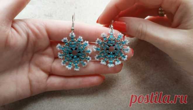 Серьги-снежинки из бисера своими руками | Креаликум