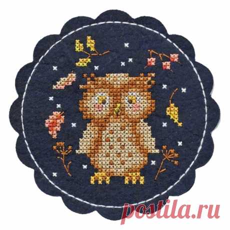 Набор для вышивания подставки под кружку из фетра "Сова", 10,2 см, арт. LP-F003 | Купить с доставкой | My-shop.ru