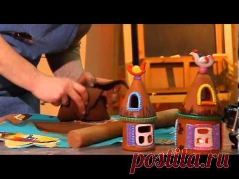 «Ручная работа». Домик-подсвечник из глины