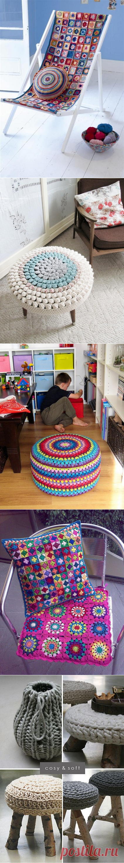 Оригинальное использование вязания в интерьере