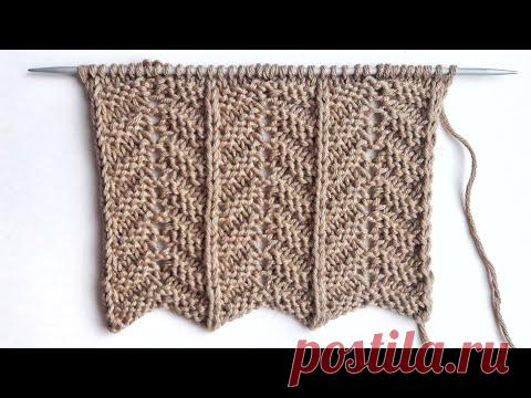 Лаконичный узор спицами Зигзаги для вязания джемперов, носков, палантинов