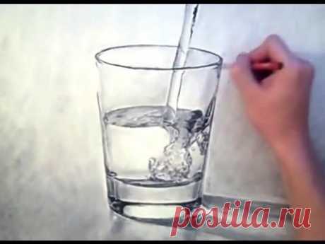 3D looking WATER/GLASS drawing - look for beauty in the mundane - Theportraitart video