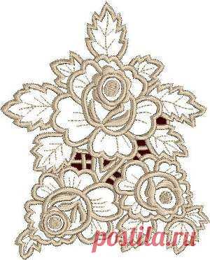 Advanced Embroidery Designs - Three Roses Lace