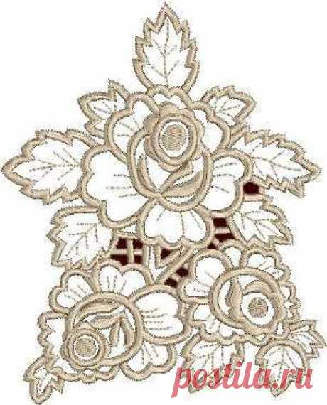 Advanced Embroidery Designs - Three Roses Lace