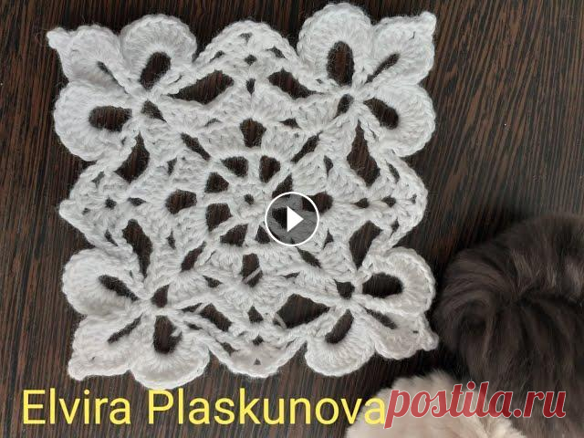 Ажурный квадратный мотив. Вязание крючком. Knitting. Очень красивый и не сложный в работе мотив крючком. Пледик, летний кардиган или кофточка будут просто великолепны таким узором. Knitting Pattern Ladie...