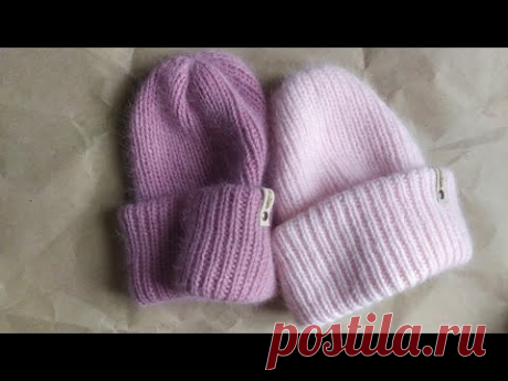 Шапка из пуха норки спицами с двойным отворотом ❤ шапочка такори из пуха норки /ангоры