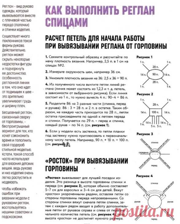 Как вязать реглан спицами