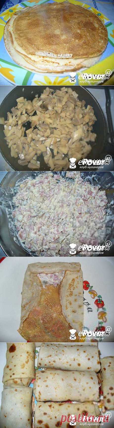 Блинчики с ветчиной, грибами и сыром — Рецепт приготовления с фото — Рецепты выпечки, Блины
