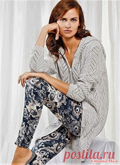 Ажурный кардиган с капюшоном. Спицы. - ВЯЗАНАЯ МОДА+ ДЛЯ НЕМОДЕЛЬНЫХ ДАМ - Страна Мам