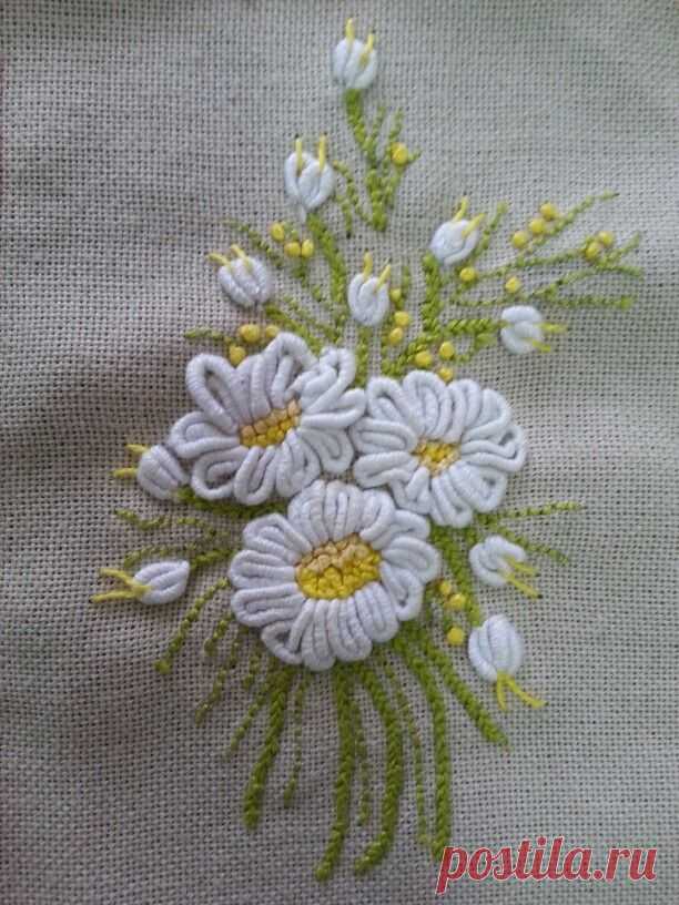(10) Brazilian embroidery | Embroidery | Ромашки, Бразильская Вышивка и Вышивка