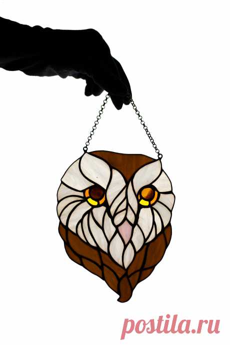 Owl stained glass window hangings sun catcher owl gift for boyfriend s Window hanging suncatcher made of stained glass pieces by my own disign.Handmade using Tiffany copper foil technique.Looks amazing in the lights of a sun.You will get it completely ready for installation. It comes with a self-adhesive hook and copper chain.I can change the colors you like to your custom request.It will