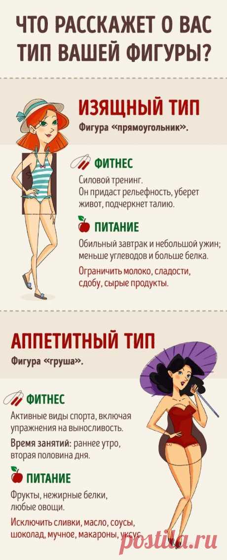 Выберите свой тип фигуры, чтобы узнать, какой вид фитнеса подходит именно вам Вот как бывает: вроде и правильно упражнения делаешь, и диету соблюдаешь, а похудеть не получается. А то и прибавляется пара-тройка кило. Почему так происходит?Специалист по питанию Барбара Шмидт утве...