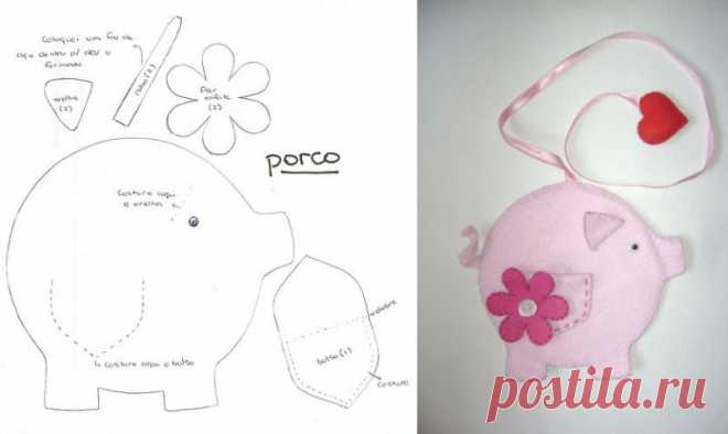 Выкройка игрушки свиньи, хрюшки, поросенка / Мастер-класс