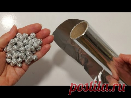 Всего лишь скатываю ШАРИКИ,а какая КРАСОТИЩА из ЛЮРЕКСА ФОЛЬГИ и ТКАНИ DIY декор поделки Новый Год