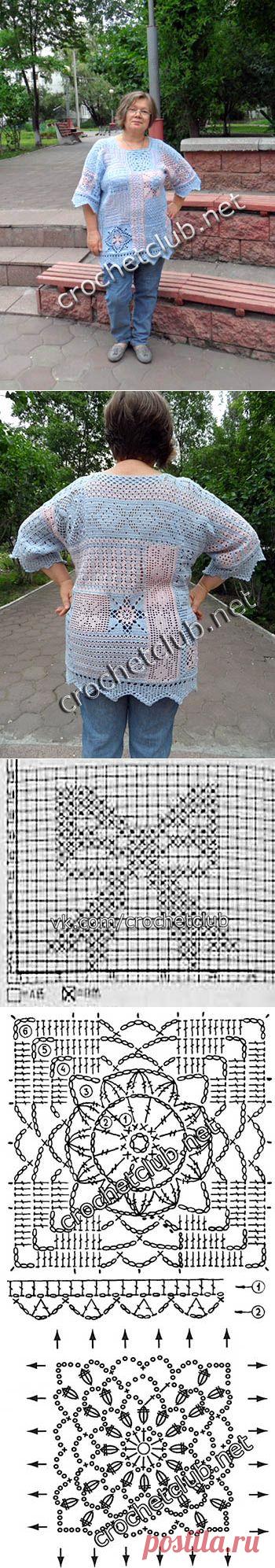 Туника «Филейная мозаика» - Вязание Крючком. Блог Настика