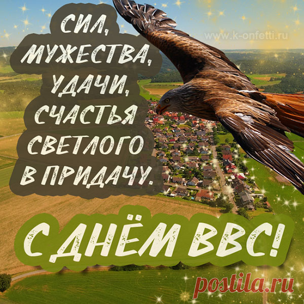 Бравые ребята служат в ВВС,
Быстро, словно птицы, взмывают до небес.
Вас сильнее в мире нету никого,
Подвиг ваш воспет в литературе и кино.