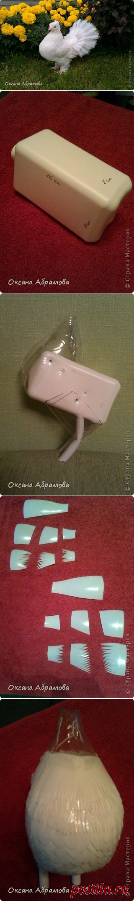 Необычно красивый голубь - из пластиковых бутылок