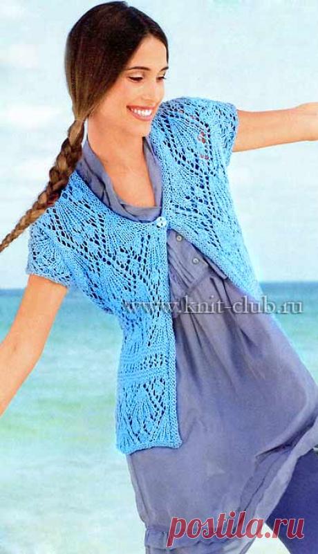 Летний жилет с ажурным узором спицами. / knit-club.ru