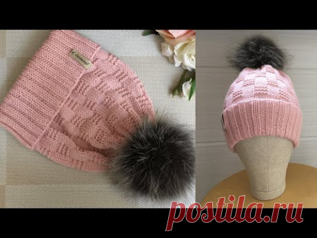 ШАПОЧКА СПИЦАМИ С ПРОСТЫМ УЗОРОМ