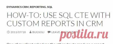 SQL CTE query in Microsoft CRM reports
