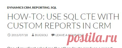 SQL CTE query in Microsoft CRM reports