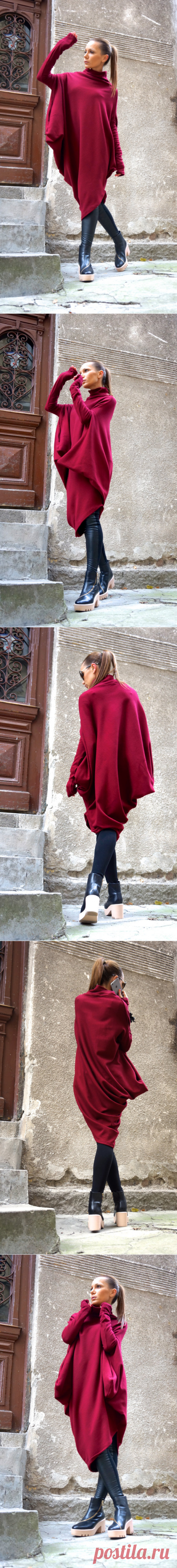 NEW Oversize Burgundy Loose Casual Top / Asymmetric от Aakasha