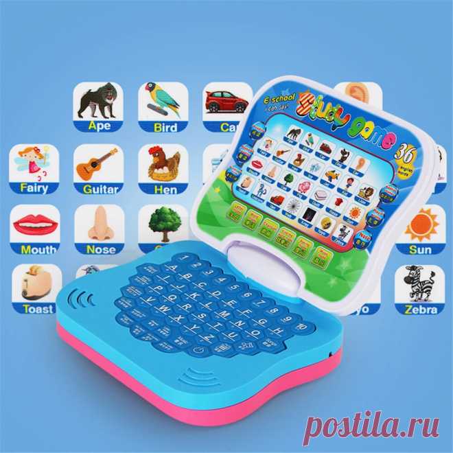 Cartoon multifunctional computer mini folding english learning machine music repeater educational toys for children Sale - Banggood.com
