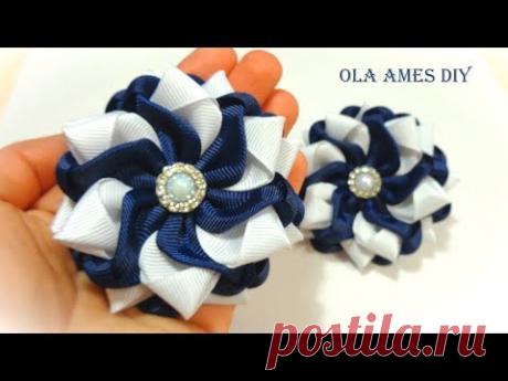 Простые и красивые цветы из лент/ Канзаши/ DIY Ribbon Flowers/ Flores de Fita/ Ola ameS DIY