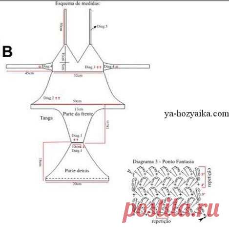Сдельный купальник крючком схемы. Связать купальник крючком схемы