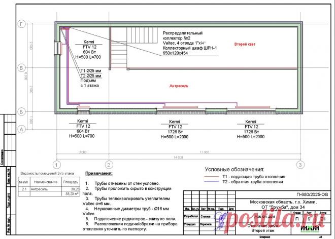 Проект отопления частного дома, пример 2545