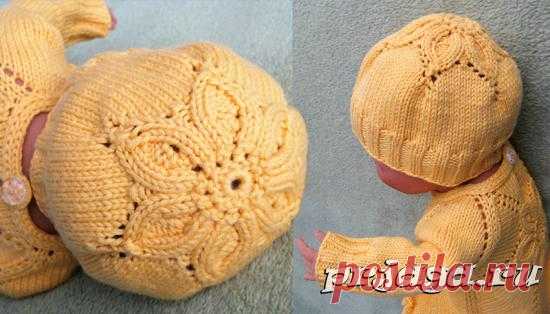 Детская шапочка «Цветок» спицами