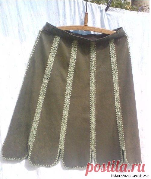 Юбка комбинированная (кожа и вязание) от Ираред.