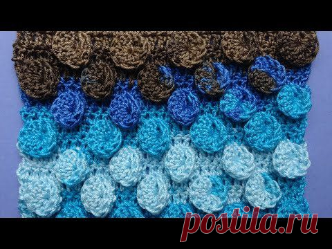 Начинаем вязать – Видео уроки вязания » “Объёмные кружочки” – Узор вязания крючком №37