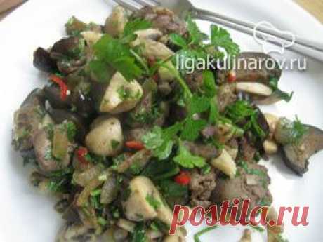 Острая закуска с печенью и грибами, рецепт пошаговый от Лиги Кулинаров. Рецепт острой закуски с печенью и грибами, рецепты Лиги Кулинаров.