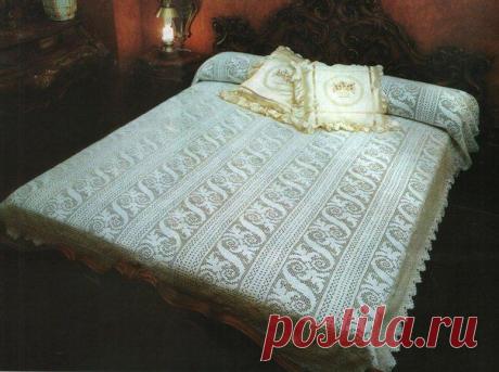 Покрывало вязаное крючком филейным узором. Покрывало для спальни вязаное крючком | Лаборатория домашнего хозяйства