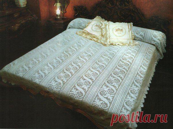 Покрывало вязаное крючком филейным узором. Покрывало для спальни вязаное крючком | Лаборатория домашнего хозяйства