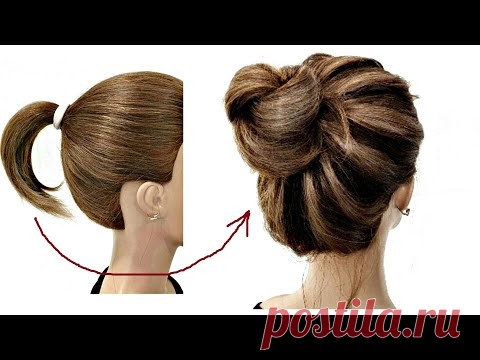 Быстрый Пучок за 2 минуты. на КОРОТКИЕ ВОЛОСЫ.  Fast Bun in 2 minutes. on SHORT HAIR.