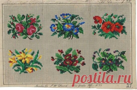 cross stitch flowers on a white background