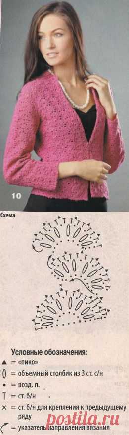 Ажурный жакет цвета фуксии | ВЯЗАНИЕ спицами и крючком.