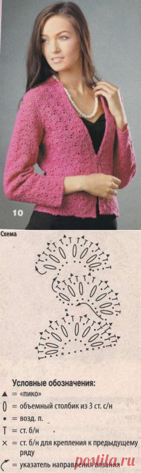 Ажурный жакет цвета фуксии | ВЯЗАНИЕ спицами и крючком.