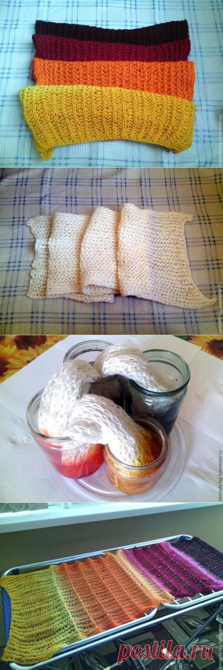 Красим старый шарф с помощью. красителей для яиц