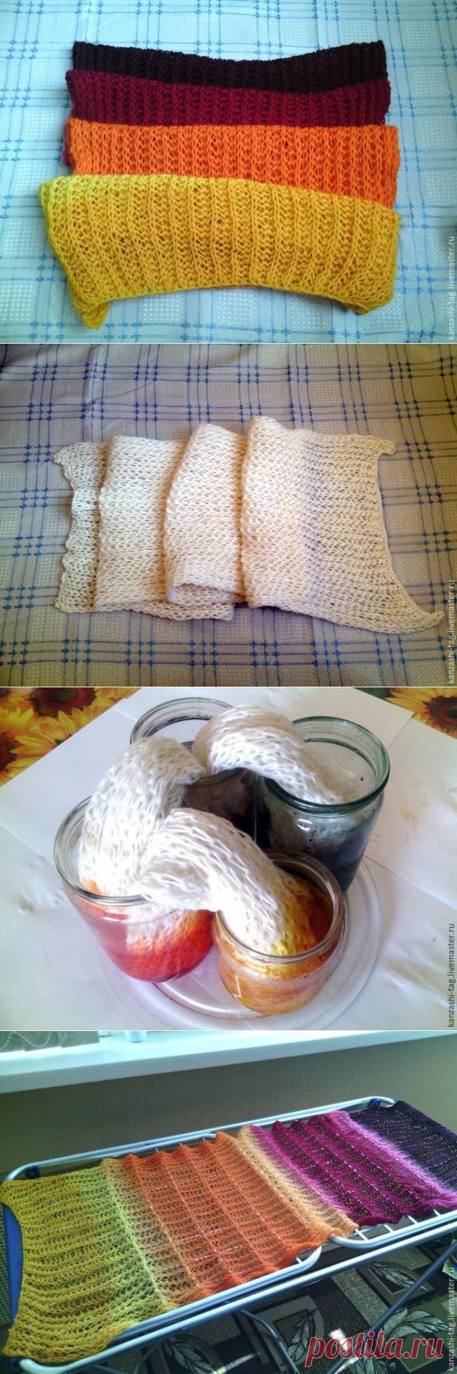 Красим старый шарф с помощью. красителей для яиц