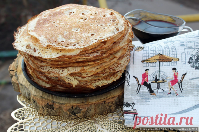 Пышные дрожжевые блины – пошаговый кулинарный рецепт с фото Дрожжевые блины на манке «Ажурные» (с мукой) – пошаговый рецепт с фото. Как пожарить вкусные блины с дырочками. Выпечка на Масленицу. Русская кухня.